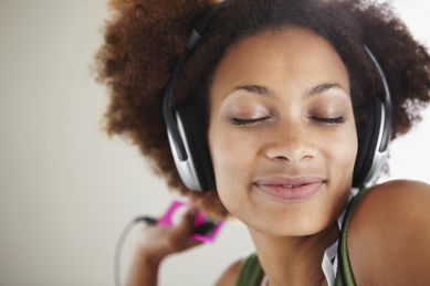 Woman listening to music