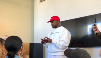 Kanye West in MAGA hat at The Fader