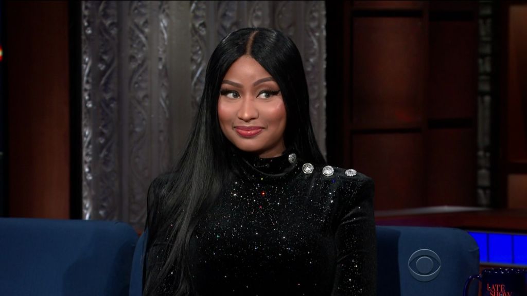 Nicki Minaj during an appearance on CBS' 'The Late Show with Stephen Colbert.'
