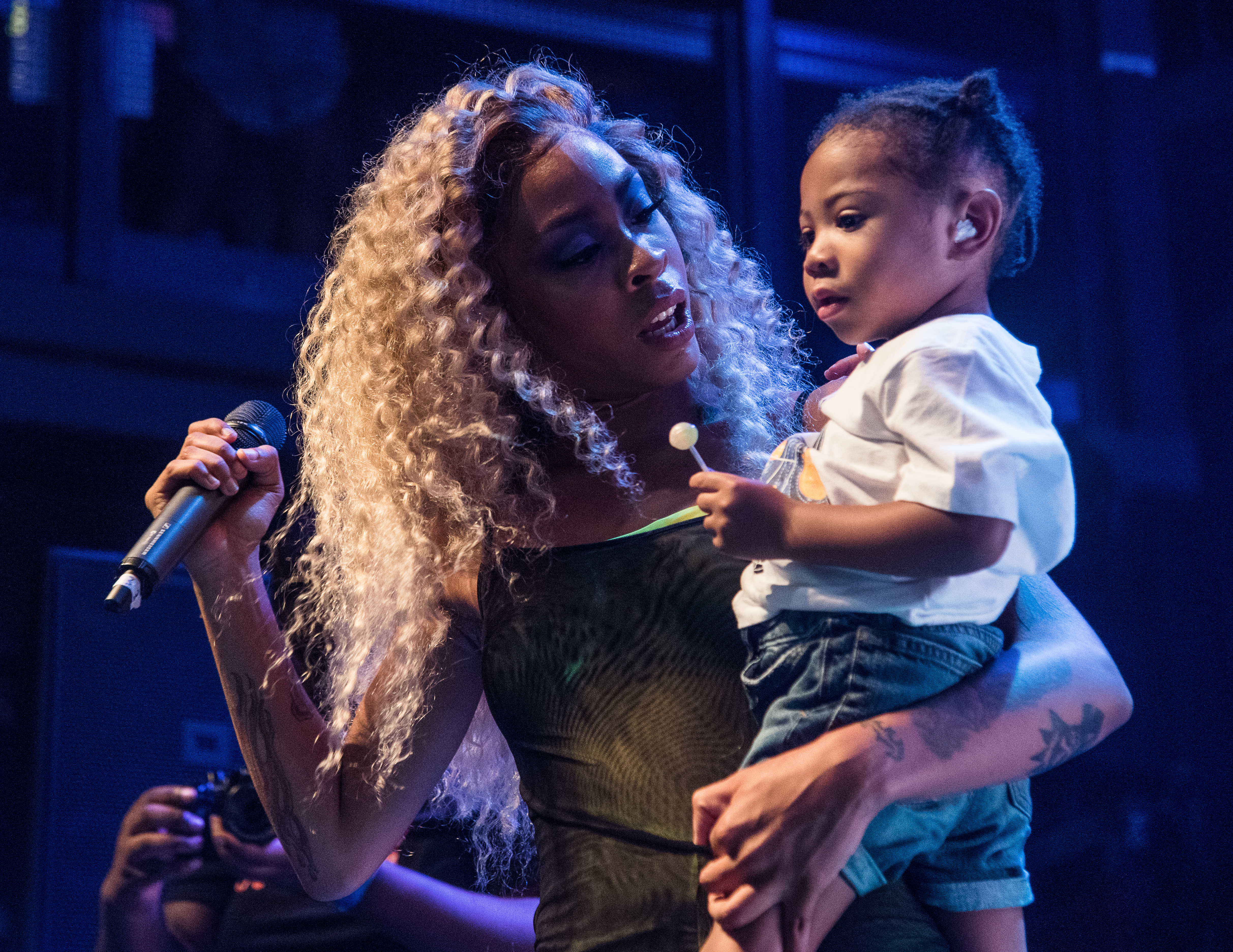 Rico Nasty (Maria-Cecilia Simone Kelly ) on stage with her son Tuesday evening at the Fillmore Silver Spring.
