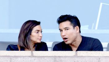 Mario Lopez and Courtney Lopez at the Los Angeles Chargers game