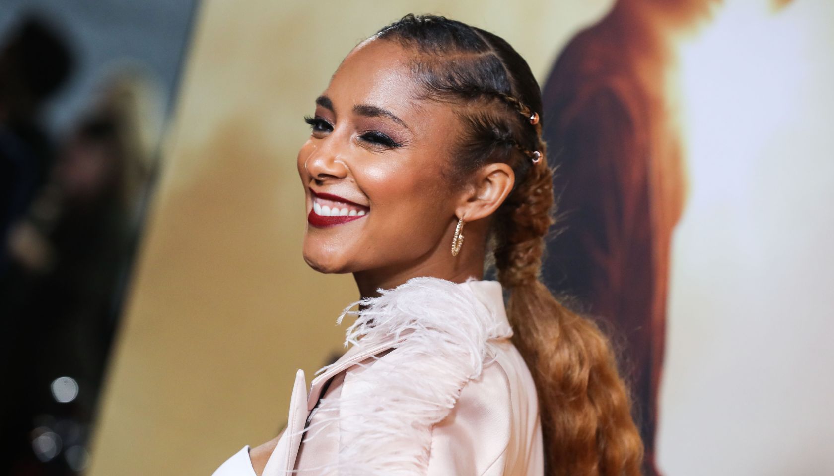 Amanda Seales arrives at the Los Angeles Premiere Of Focus Features' 'Harriet' held at The Orpheum Theatre on October 29, 2019 in Los Angeles, California, United States.