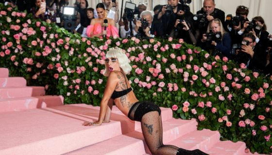 lady gaga butt dress Lady Gaga Flashes Butt, Thong in Jewel-Encrusted, Sheer Outfit