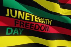 Alternative Juneteenth Flag with text Juneteenth Freedom Day. Since 1865. Banner.