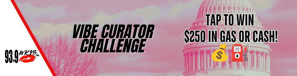 Vibe Curator Challenge promotion for chance to win $250 in gas or cash, with pink Capitol building and text "Tap to win $250 in gas or cash!