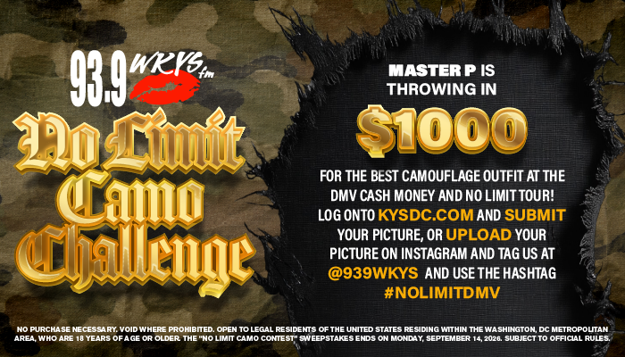 Camouflage-themed radio contest promotion offering $1000 prize for best camouflage outfit, with instructions to submit photos online.